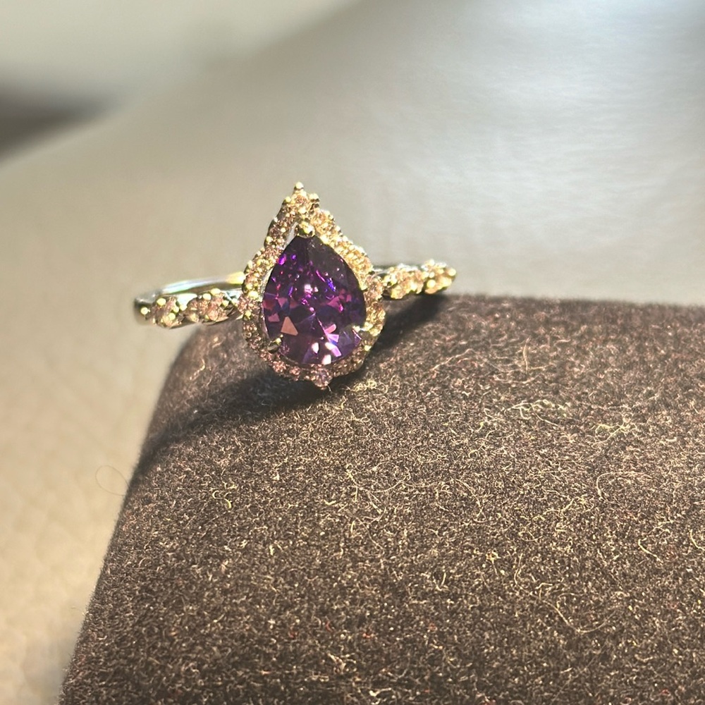 Rhodium Metal Purple Ring